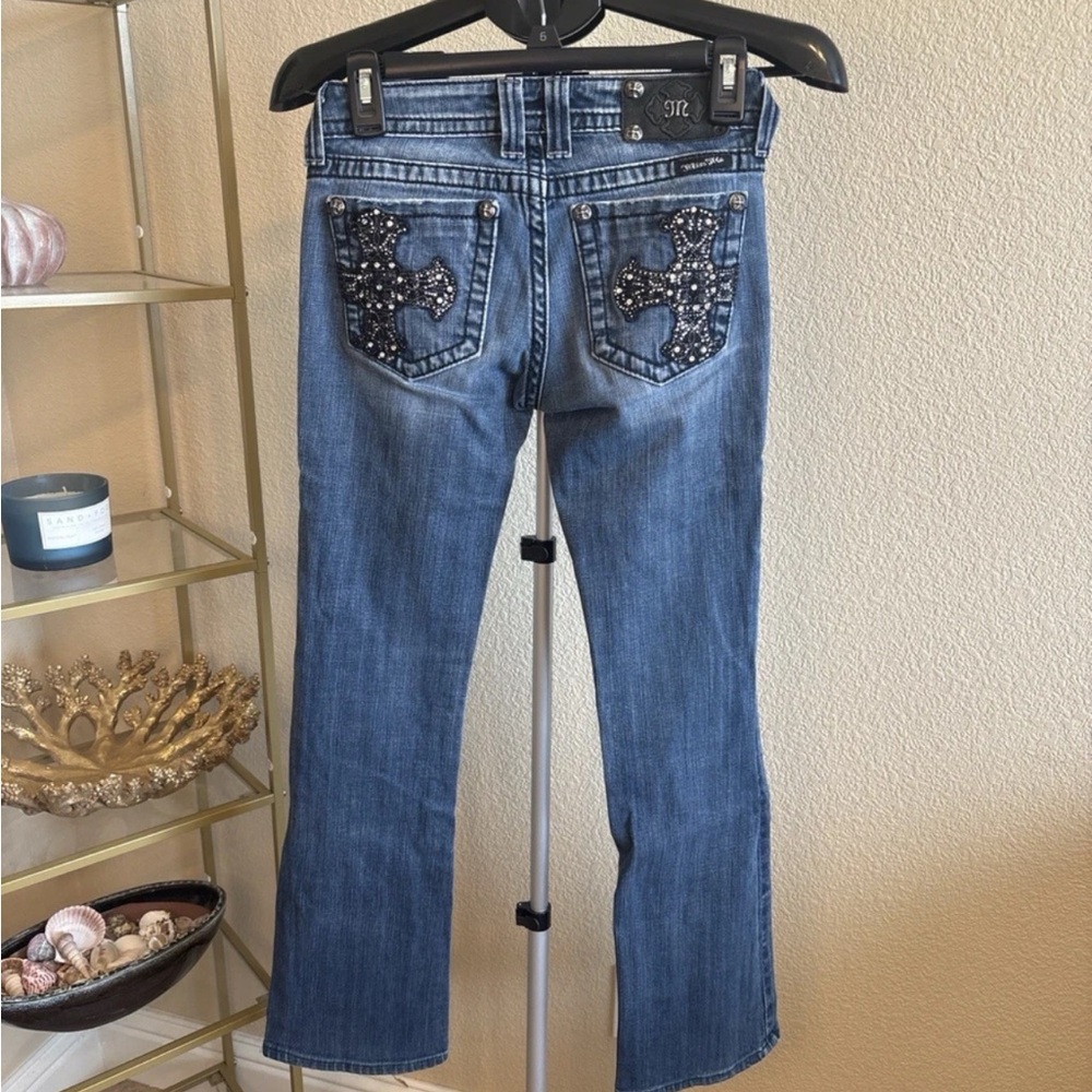 Miss Me Jeans Size 26 Bootcut Rhinestone Cross Pocket Embellished Y2K